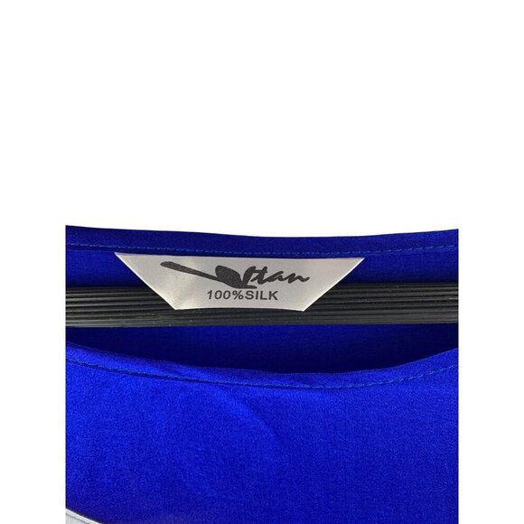 Vintage Tian 100% Silk Kimono Crane Design Blue & White - Picture 4 of 4